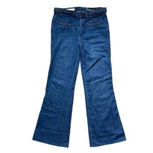 GAP 1969 High Rise Flare Jeans Braid Detail Size 0 Waist 28”